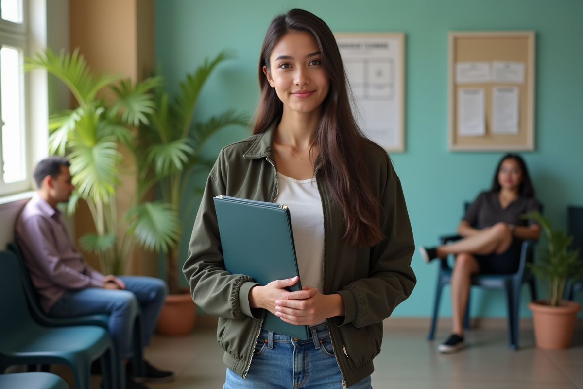 Jeune femme en file d