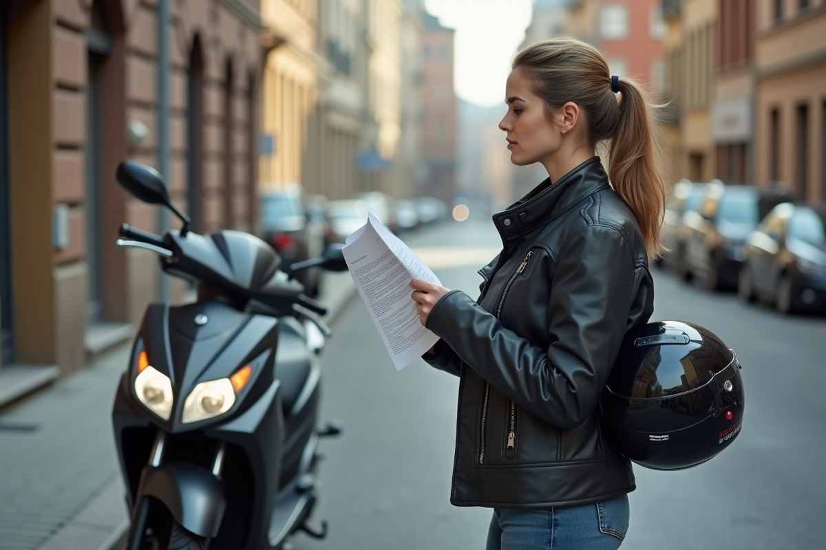 Femme avec casque à côté d
