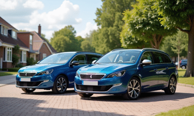 Plusieurs Peugeot 308 SW garées en extérieur en journée ensoleillée